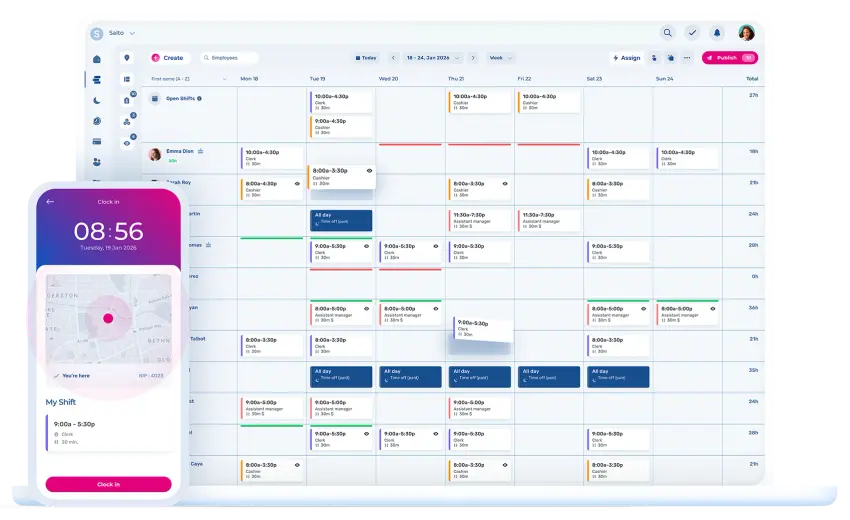 Rota & Time Clock Desktop and Mobile